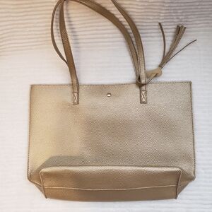 Elegant Gold Tote Bag Purse w/tassel NWOT